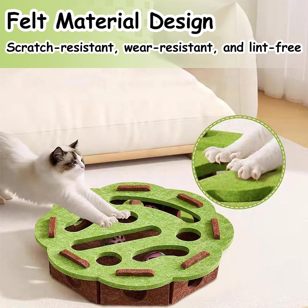 Interactive Cat Puzzle Toy with Scratch Track