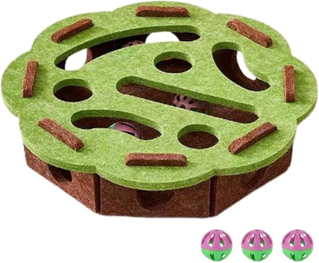 Interactive Cat Puzzle Toy with Scratch Track