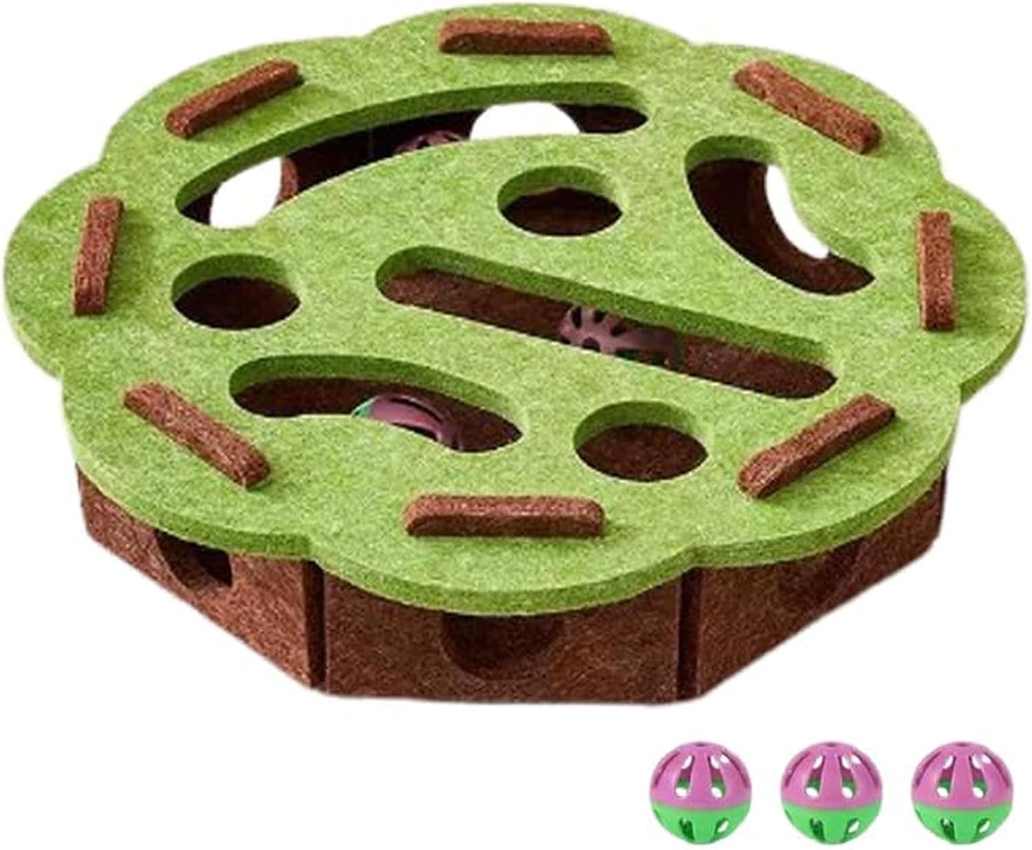 Interactive Cat Puzzle Toy with Scratch Track