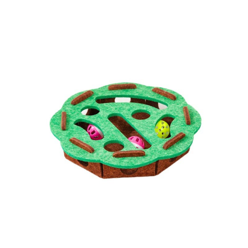 Interactive Cat Puzzle Toy with Scratch Track